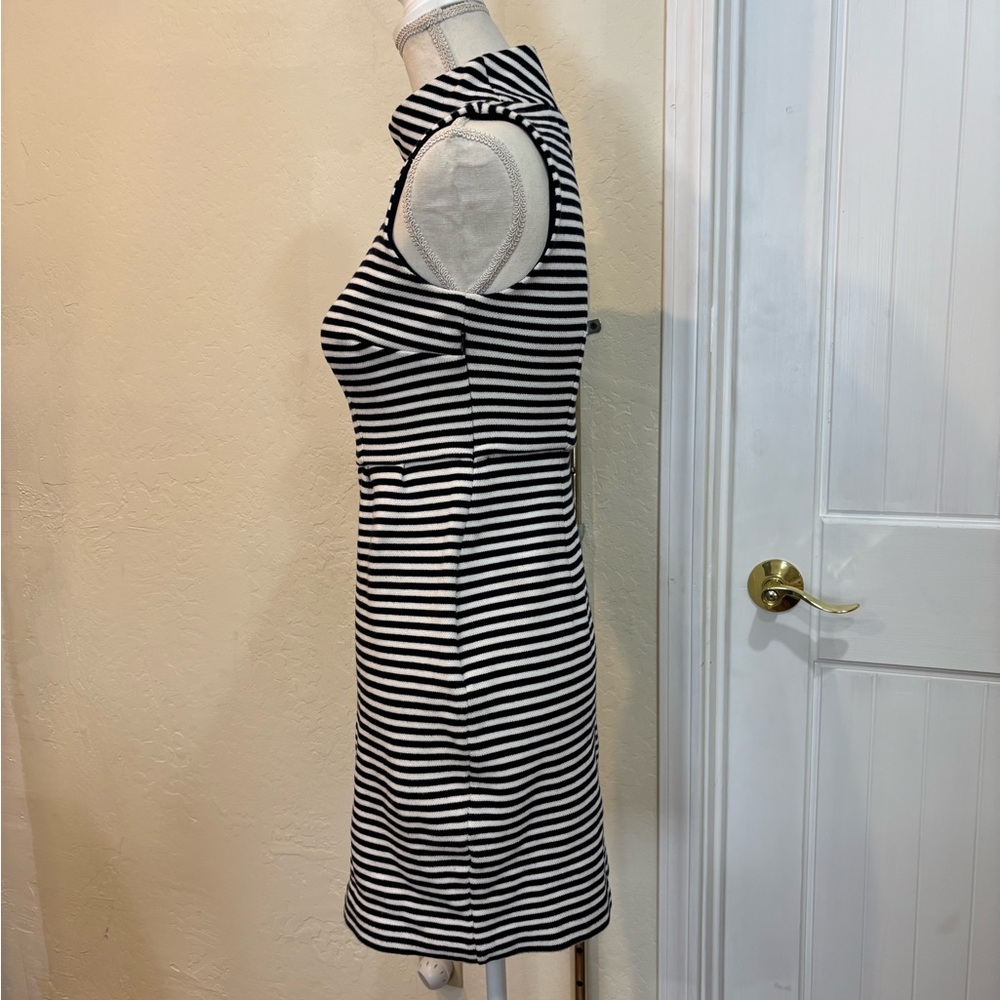 Boden Navy and White Striped Sleeveless Mock-Neck Dress - Picture 2 of 10